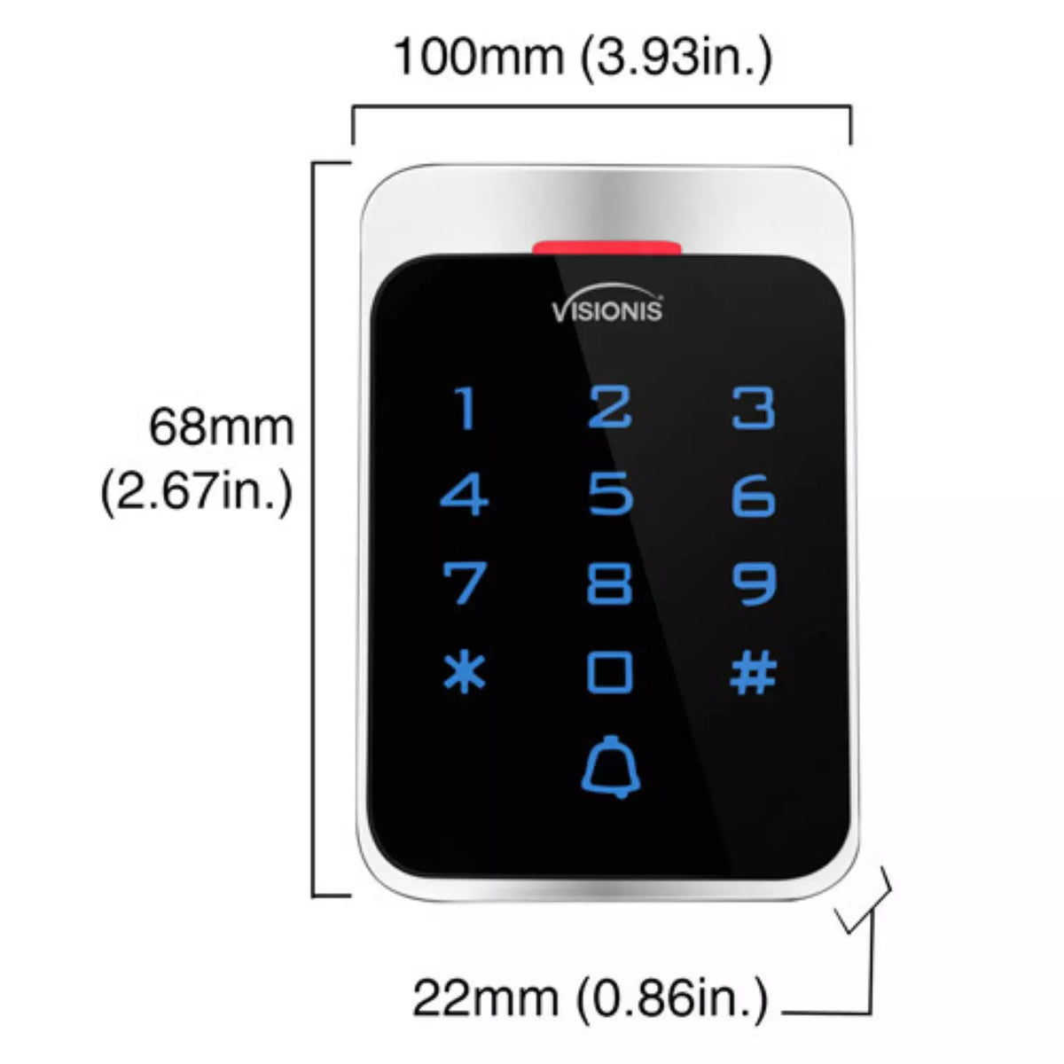 Visionis VIS-3022 – Access Control Outdoor Weatherproof Metal Housing Anti Vandal Digital Touch Keypad + Reader Standalone With Mini Controller + Wiegand 26, 125khz EM Cards With Doorbell, 1000 Users