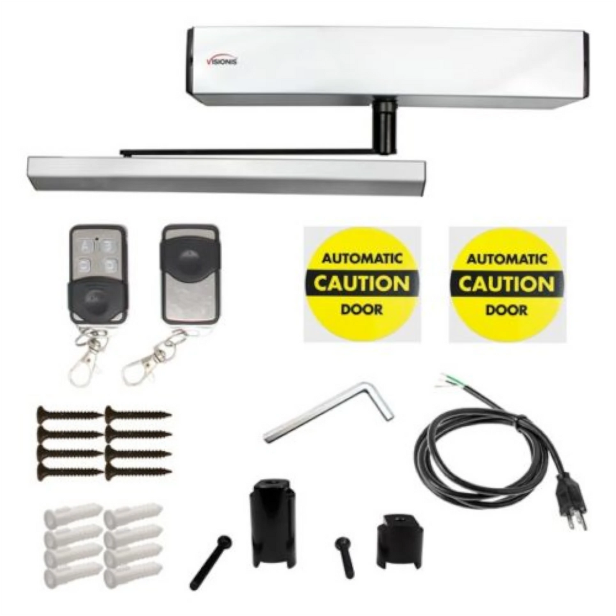 Visionis VIS-440A-SLIM – 100V Slim Electric Automatic Door Opener + Closer For 440lbs Inswing Doors + Built-In Receiver + 2 Wireless Remotes