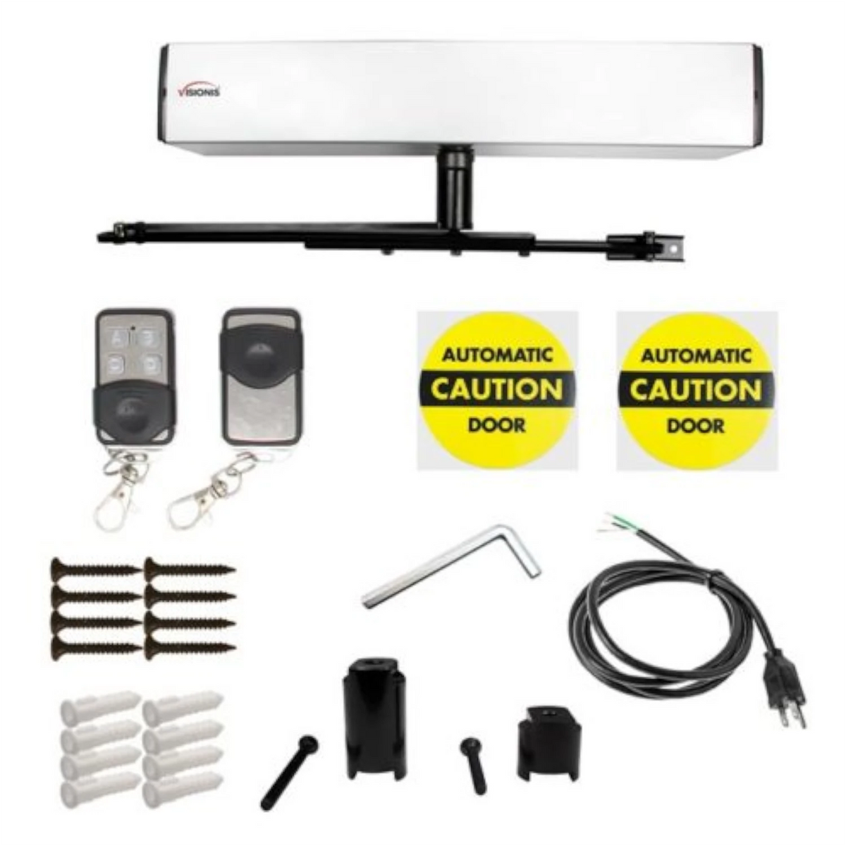 Visionis VIS-440B-SLIM – 100V Slim Electric Automatic Door Opener + Closer For 440lbs Out Swing Doors + Built-In Receiver + 2 Wireless Remotes