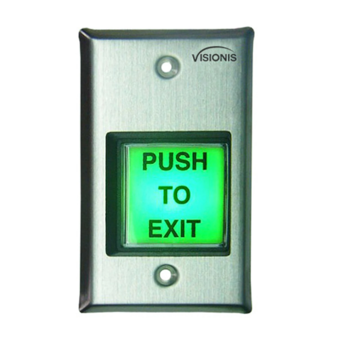 Visionis VIS-7000 – Green Square Push To Exit Button For Door Access Control With LED Light, NC, COM And NO Outputs