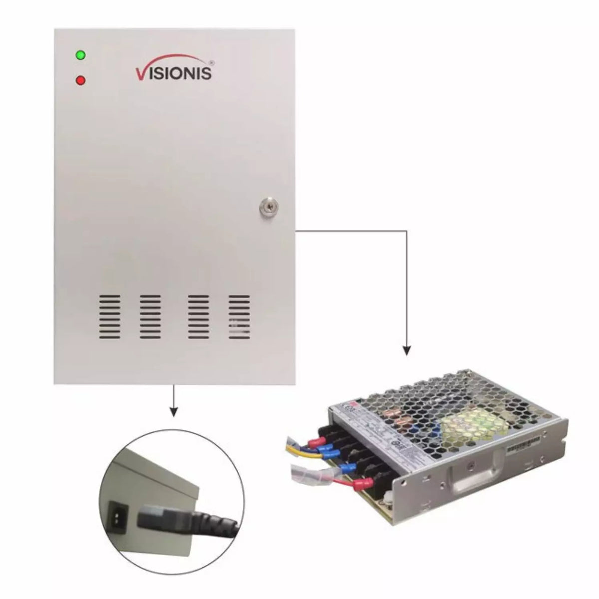 Visionis VS-AXESS-4D-ETL (Version 2.0) – Four Doors + Network Access Control Panel + Controller Board With Cabinet + TCP IP + Wiegand With Desktop Software + Power Supply + 20,000 Users, 70,000 Records