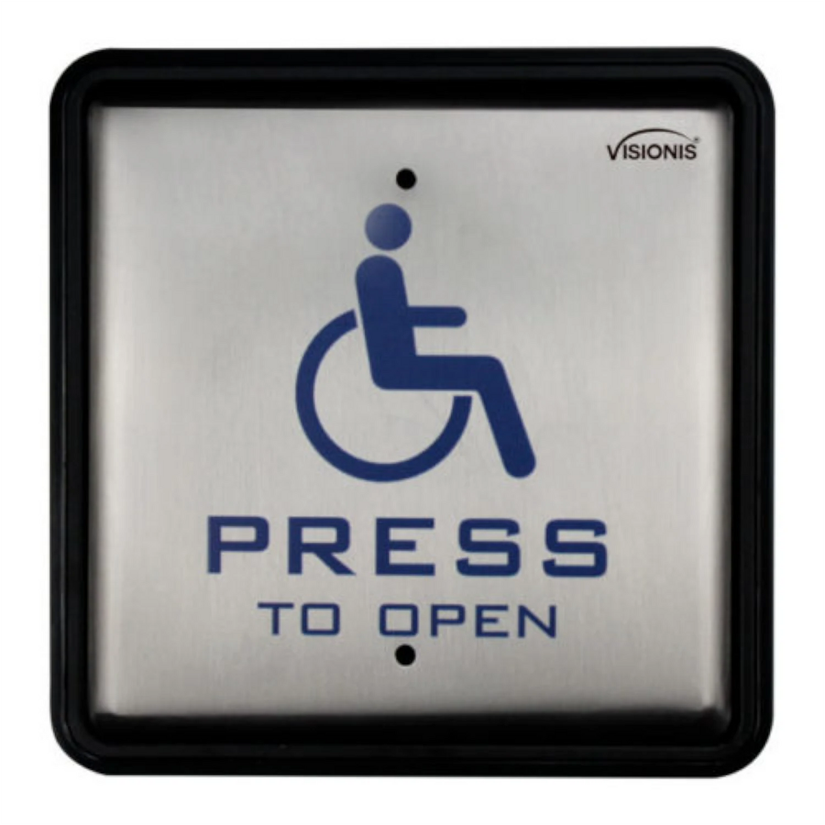 VIS-7039 – Wired Handicap Stainless Steel Square Push To Exit Button/Switch For Access Control With NC, COM And NO Outputs, Back Box Included – Visionis