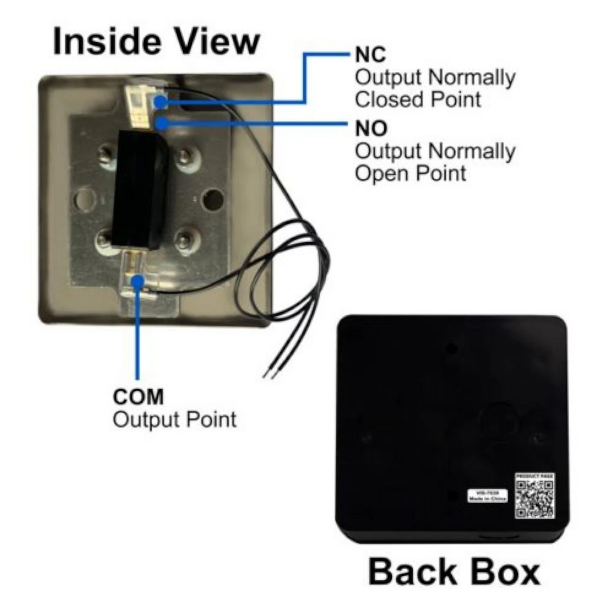 VIS-7039 – Wired Handicap Stainless Steel Square Push To Exit Button/Switch For Access Control With NC, COM And NO Outputs, Back Box Included – Visionis