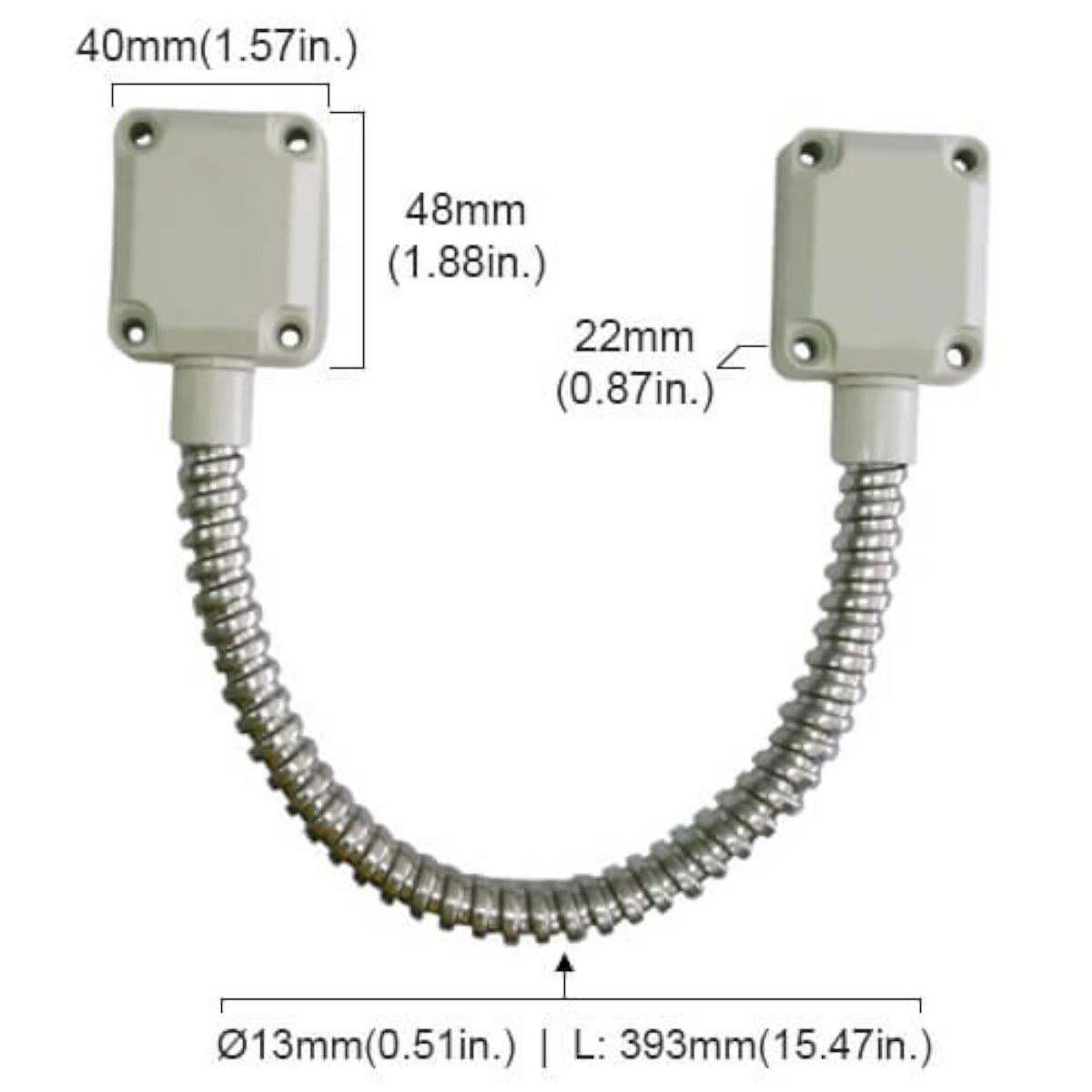 Visionis VIS-2000 – Flexible Stainless Steel Armored Door Loop Zinc Plated With Metal Ends