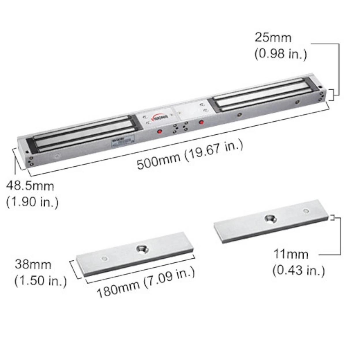 Visionis VIS-600D-LED – Double 600lbs Indoor Electric Maglock With LED Sensor