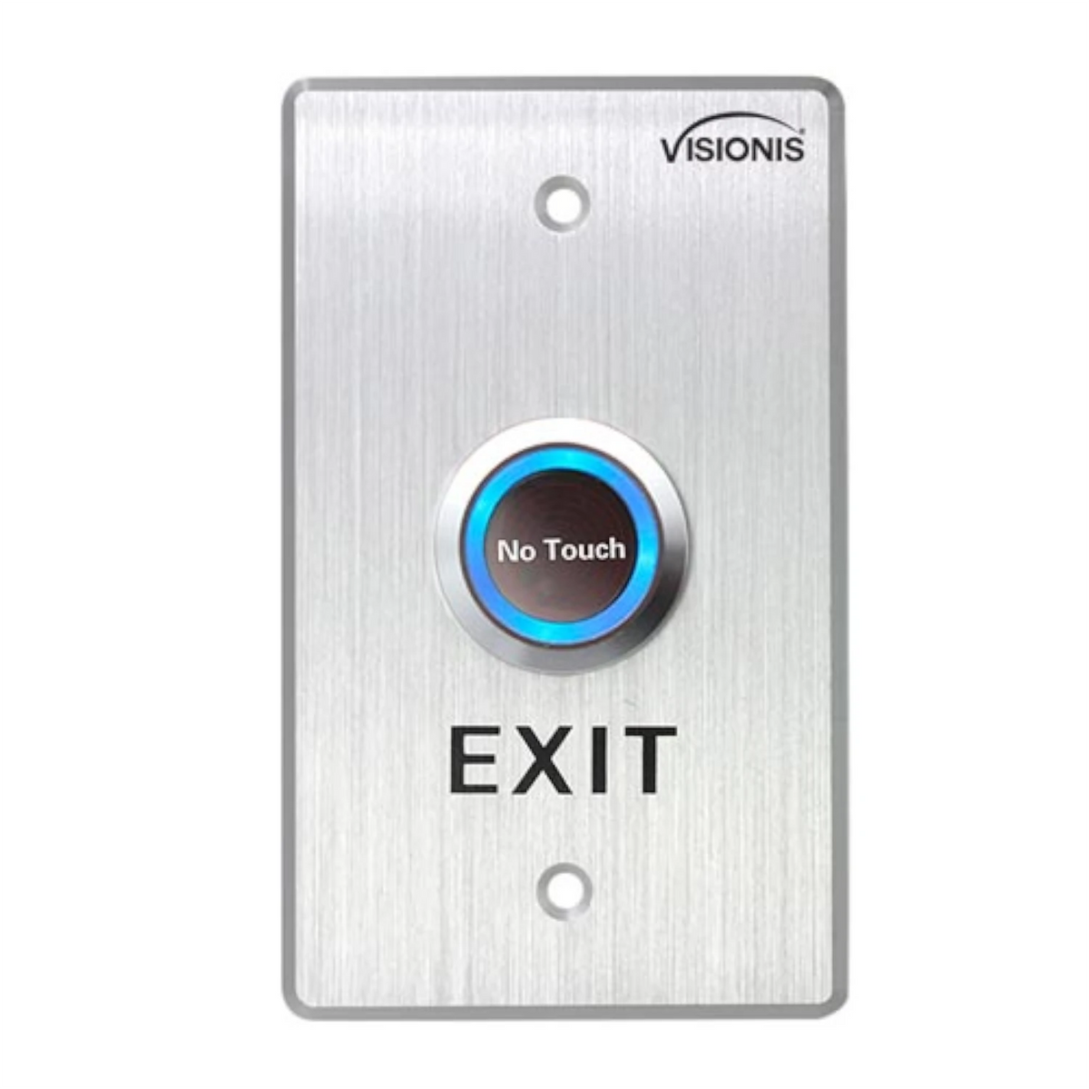 Visionis VIS-7013 – Indoor Stainless Steel No Touch Request To Exit Button With Time Delay Standard Size With LED Light NC COM And NO Outputs