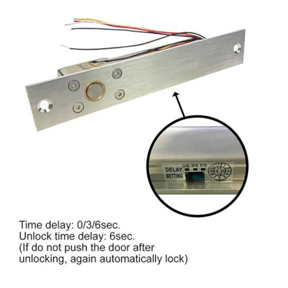 Visionis VIS-DP100-FSA Electric Drop Bolt Lock 1700lbs Dead Bolt With Time Delay Fail Safe Normally Closed