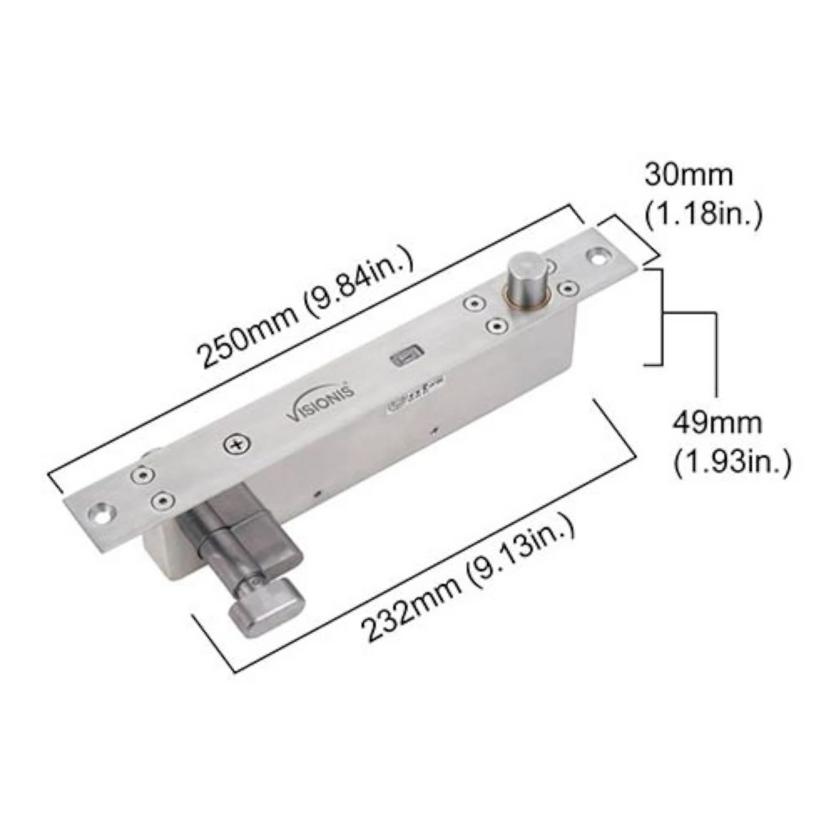 Visionis VIS-DP103WCY-FSE-LED – Electric Drop Bolt Lock With Key Cylinder 2,600lbs With LED And Time Delay Fail Secure Normally Open Dead Bolt