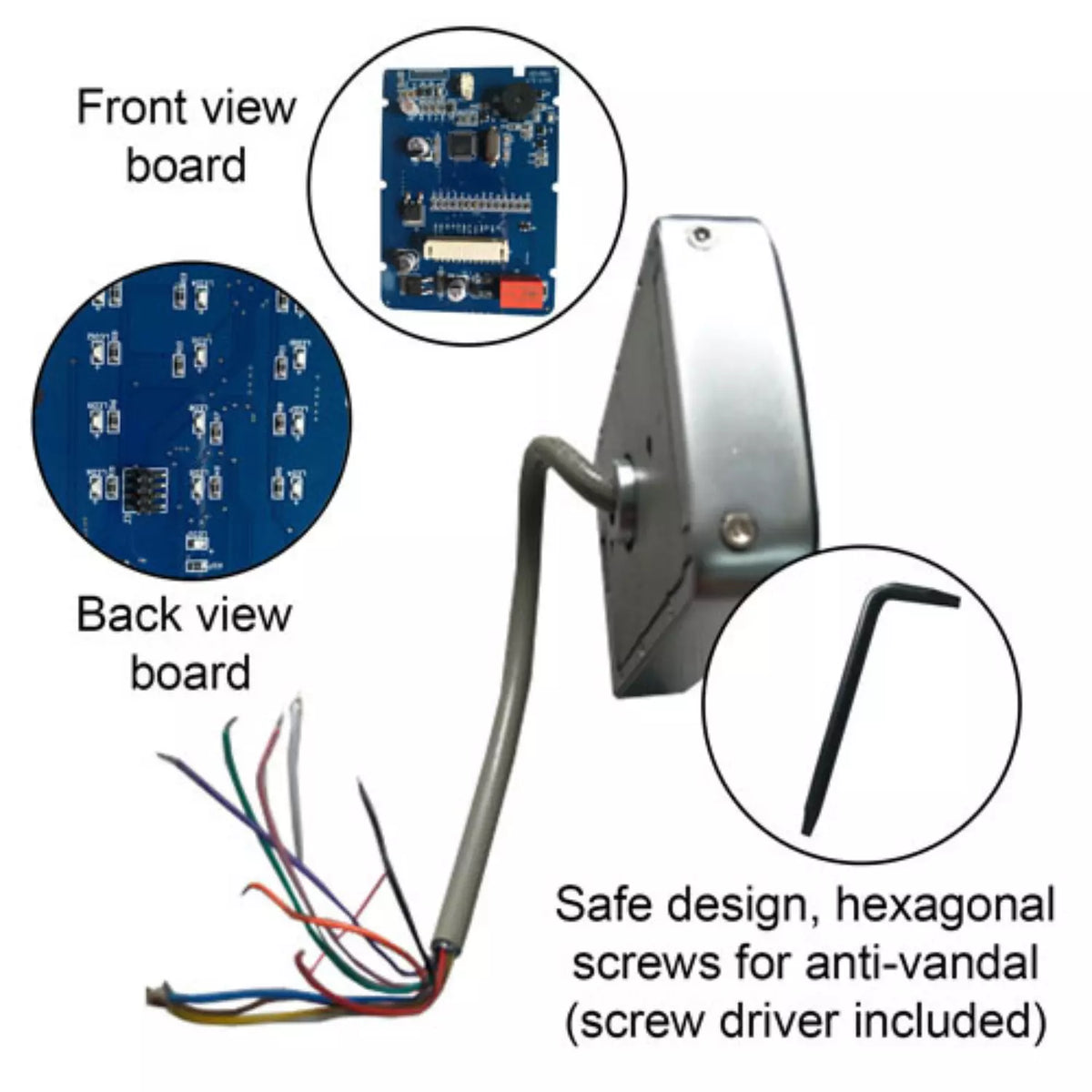 Visionis VIS-3022 – Access Control Outdoor Weatherproof Metal Housing Anti Vandal Digital Touch Keypad + Reader Standalone With Mini Controller + Wiegand 26, 125khz EM Cards With Doorbell, 1000 Users