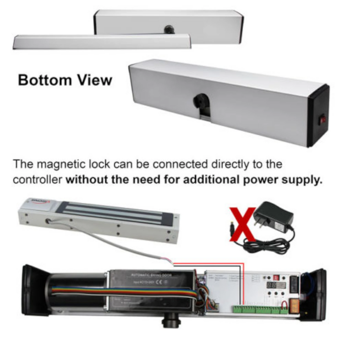 Visionis VIS-440A-SLIM – 100V Slim Electric Automatic Door Opener + Closer For 440lbs Inswing Doors + Built-In Receiver + 2 Wireless Remotes
