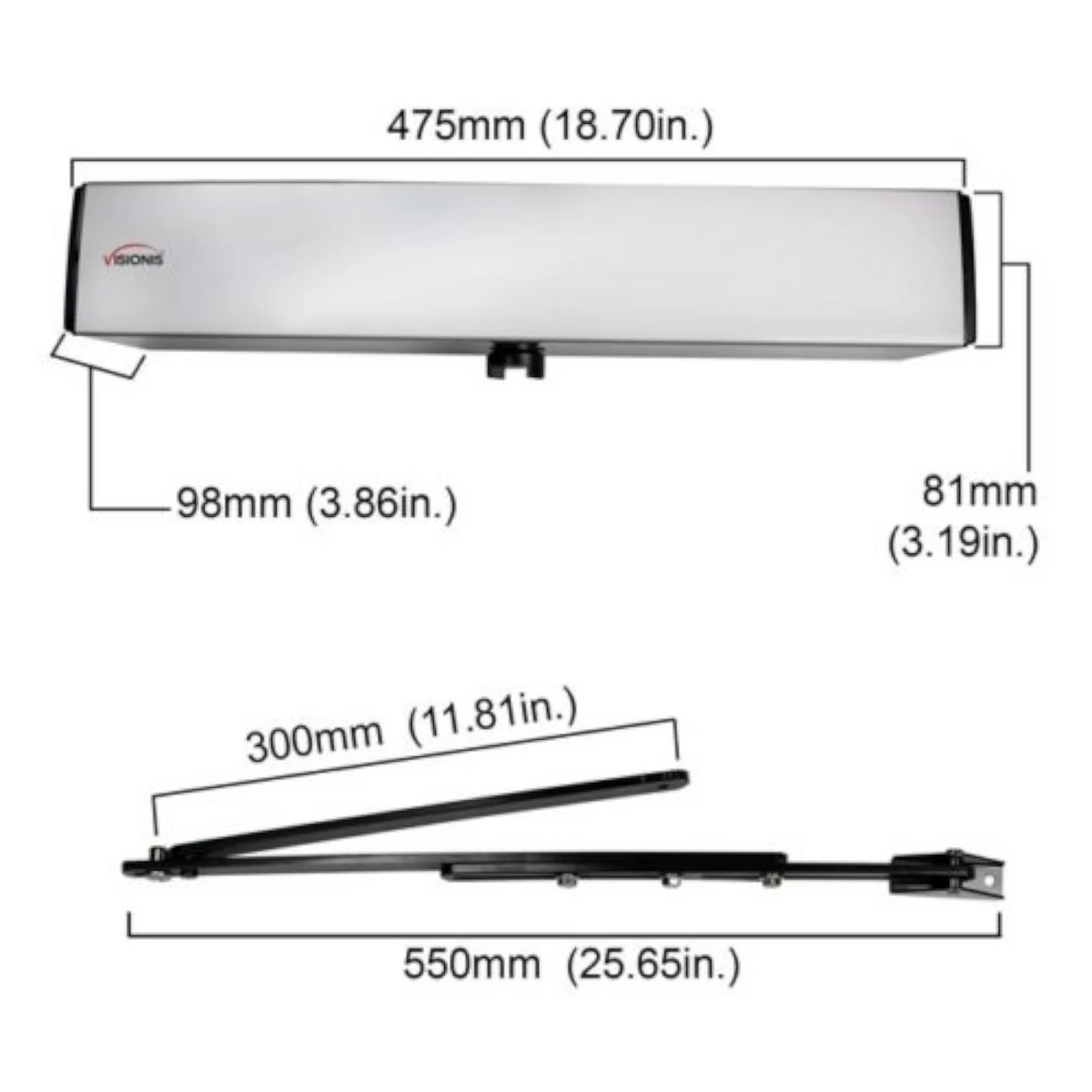 Visionis VIS-440B-SLIM – 100V Slim Electric Automatic Door Opener + Closer For 440lbs Out Swing Doors + Built-In Receiver + 2 Wireless Remotes
