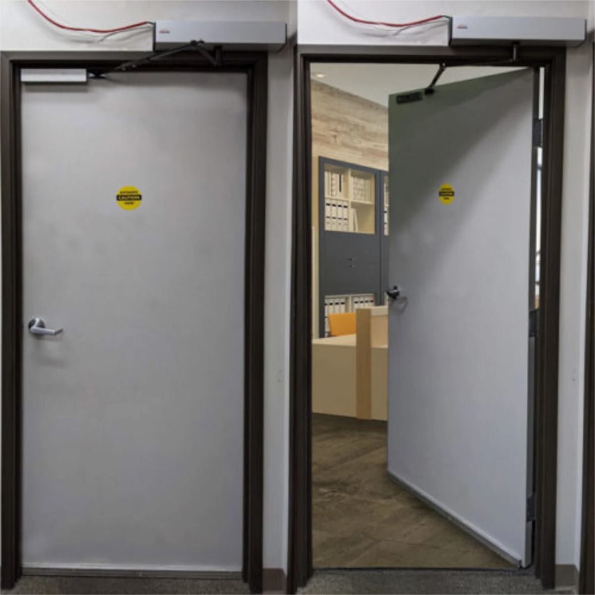 Visionis VIS-440B-SLIM – 100V Slim Electric Automatic Door Opener + Closer For 440lbs Out Swing Doors + Built-In Receiver + 2 Wireless Remotes