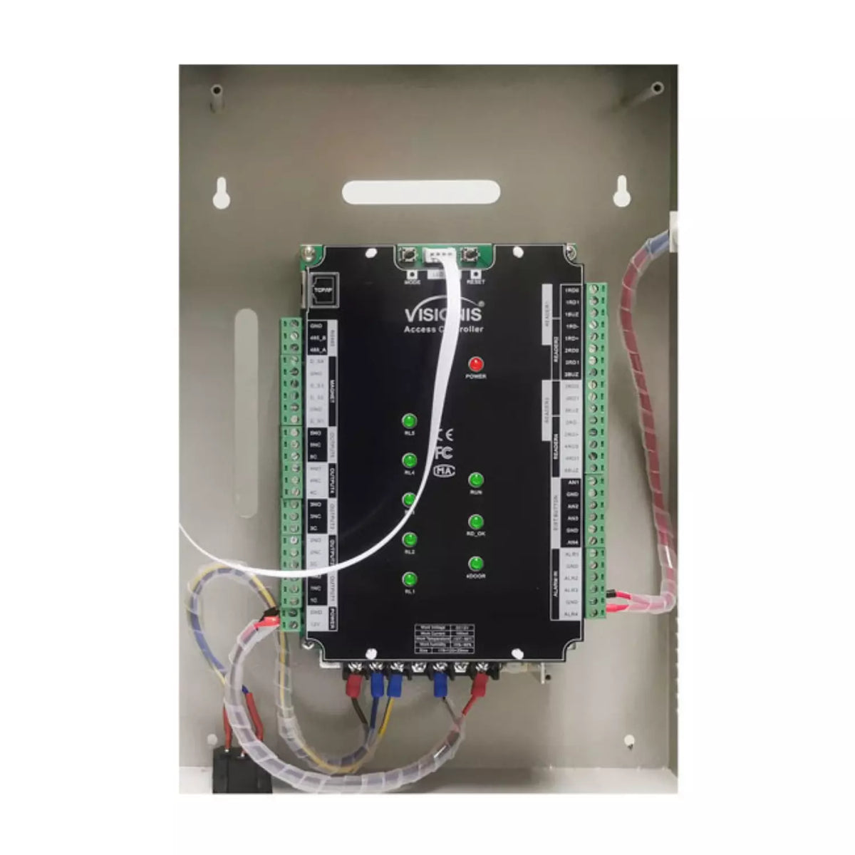 Visionis VS-AXESS-4D-ETL (Version 2.0) – Four Doors + Network Access Control Panel + Controller Board With Cabinet + TCP IP + Wiegand With Desktop Software + Power Supply + 20,000 Users, 70,000 Records