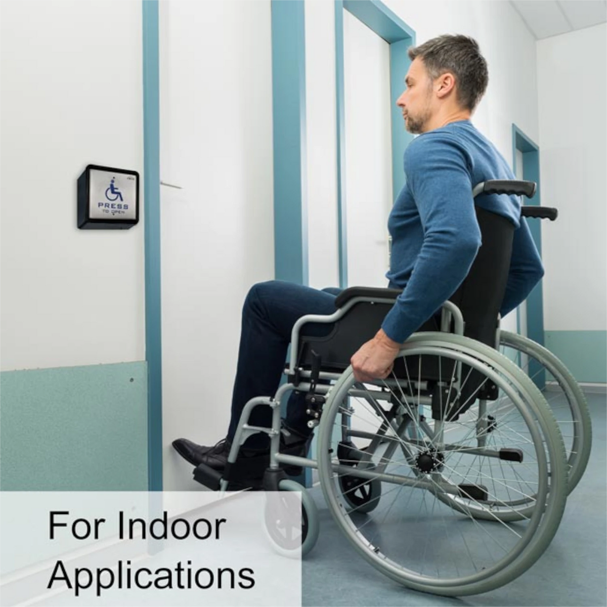 VIS-7039 – Wired Handicap Stainless Steel Square Push To Exit Button/Switch For Access Control With NC, COM And NO Outputs, Back Box Included – Visionis