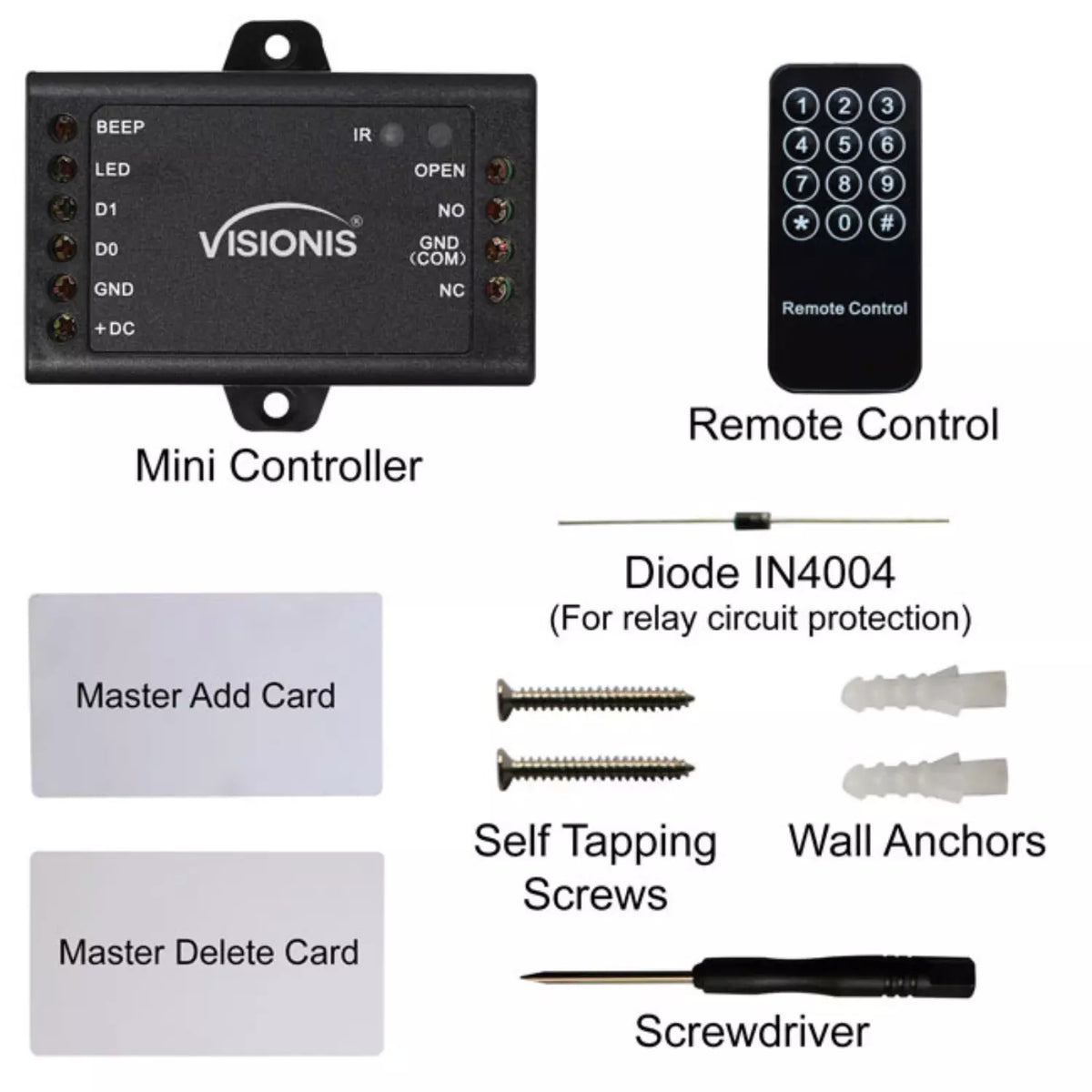 Visionis VIS-MINI-CNTRL – 1 Door Controller For Access Control Systems With No Software. Up To 1,000 Users