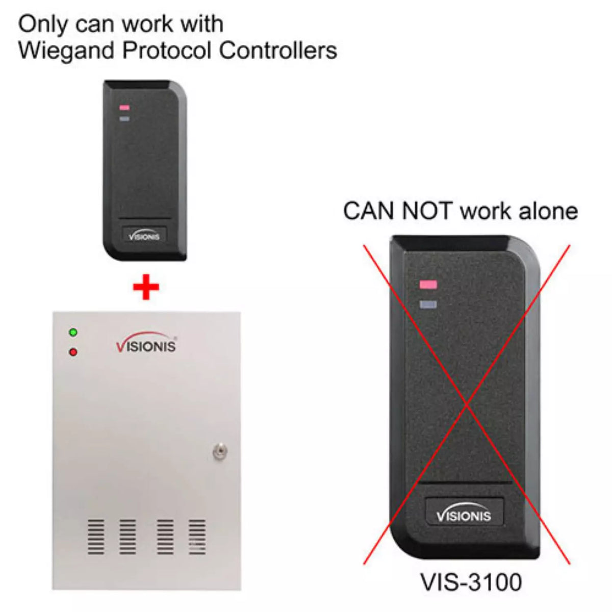 Visionis VIS-3100 – Access Control Black Outdoor IP66 Card Reader Only Compatible With Wiegand 26 Bit