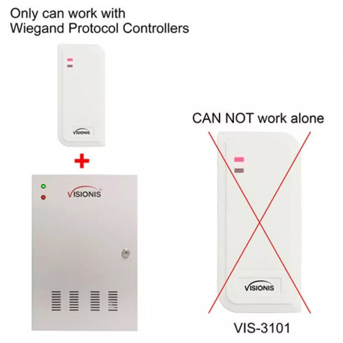 Visionis VIS-3101 – Access Control White Outdoor IP66 Card Reader Only Compatible With Wiegand 26 Bit