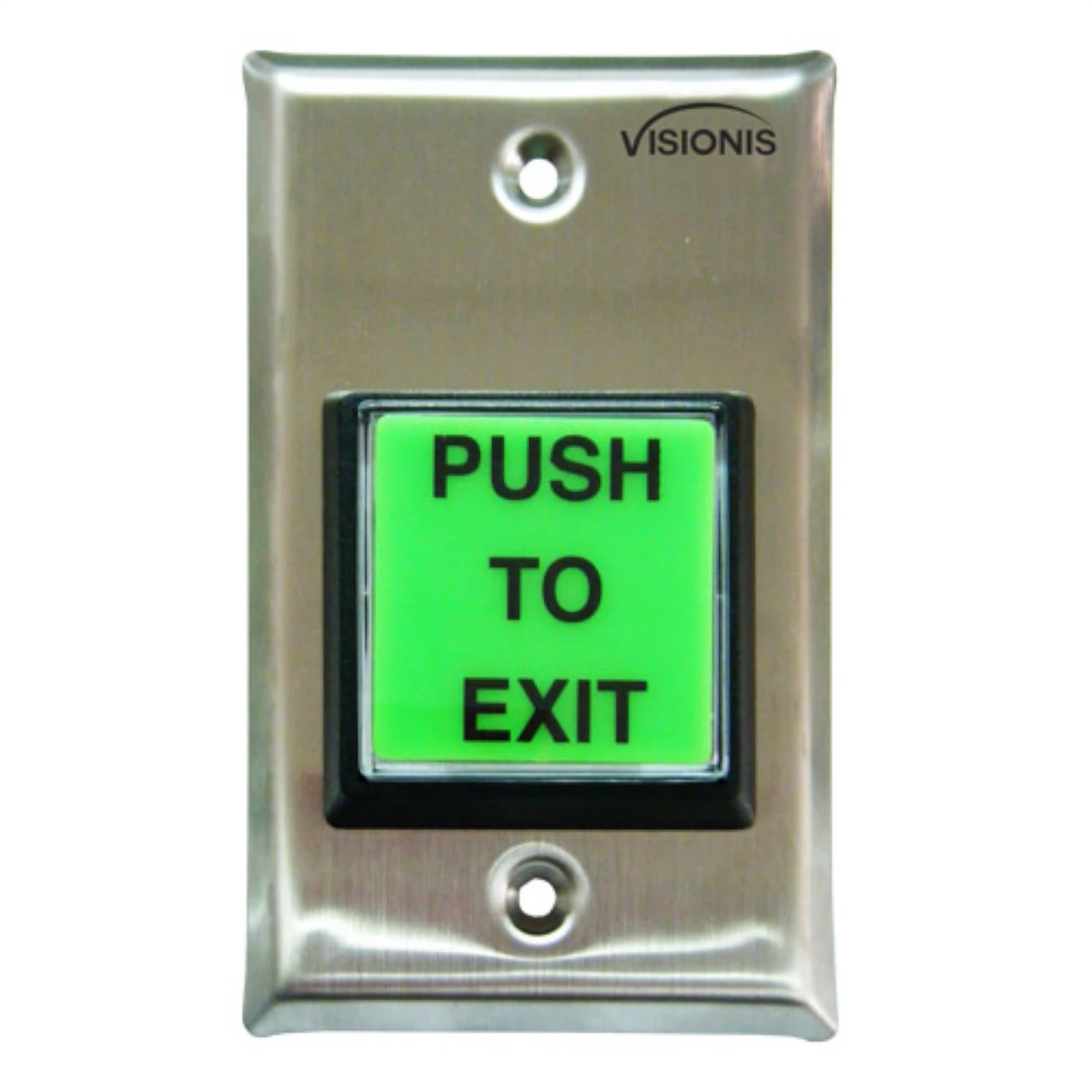 Visionis VIS-7100 – Green With LED Square Request To Exit Button With Timer Delay For Door Access Control, NC, COM And NO Outputs
